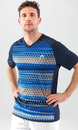 Мужская теннисная футболка Head Topspin T-Shirt - dark blue/print