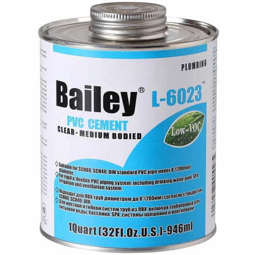 Клей для ПВХ труб до 200 мм. и изделий из ПВХ в банке с кисточкой Bailey L-6023 (Китай)