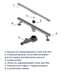 Душевой трап RGW SDR-52Gr (600)