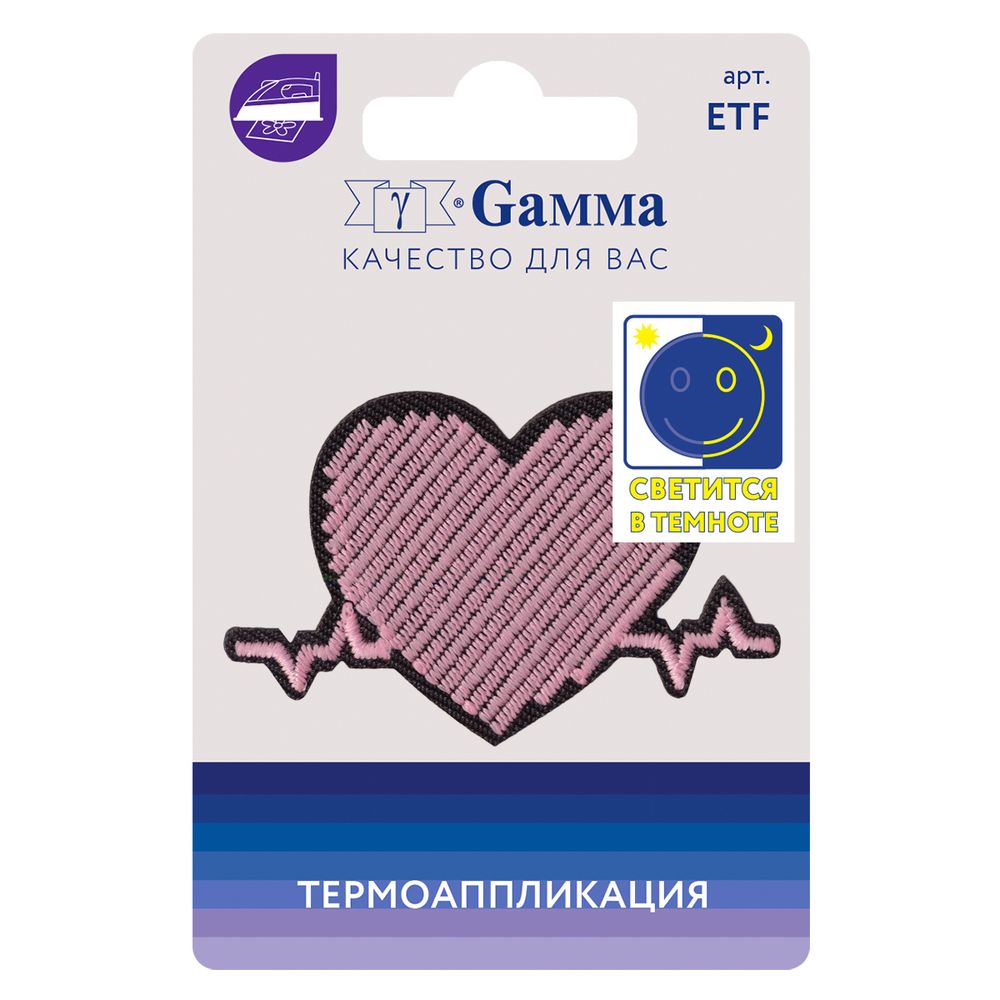 Аппликация термоклеевая "Стук сердца" 5.8х3.6 см, №05, 1 шт, 02-505, Gamma ETF