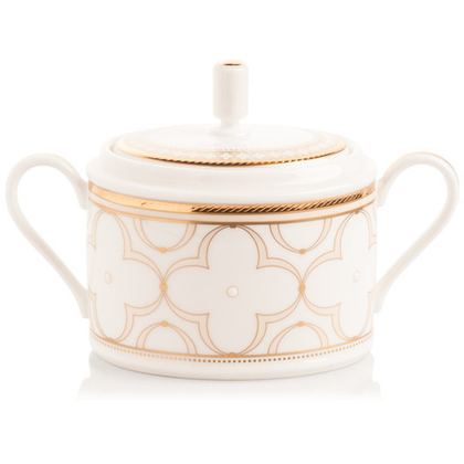 Сахарница 390мл Noritake Трефолио с золотым кантом