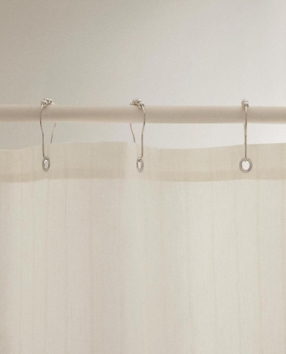 ZARA HOME ЖАККАРДОВАЯ ЛЬНЯНАЯ ШТОРКА ДЛЯ ВАННОЙ, ЦВЕТ СЛОНОВОЙ КОСТИ