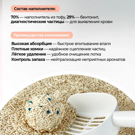 Тофу Наполнитель для кошек смешанного типа с функцией определения скрытой крови в мочи от PETKIT