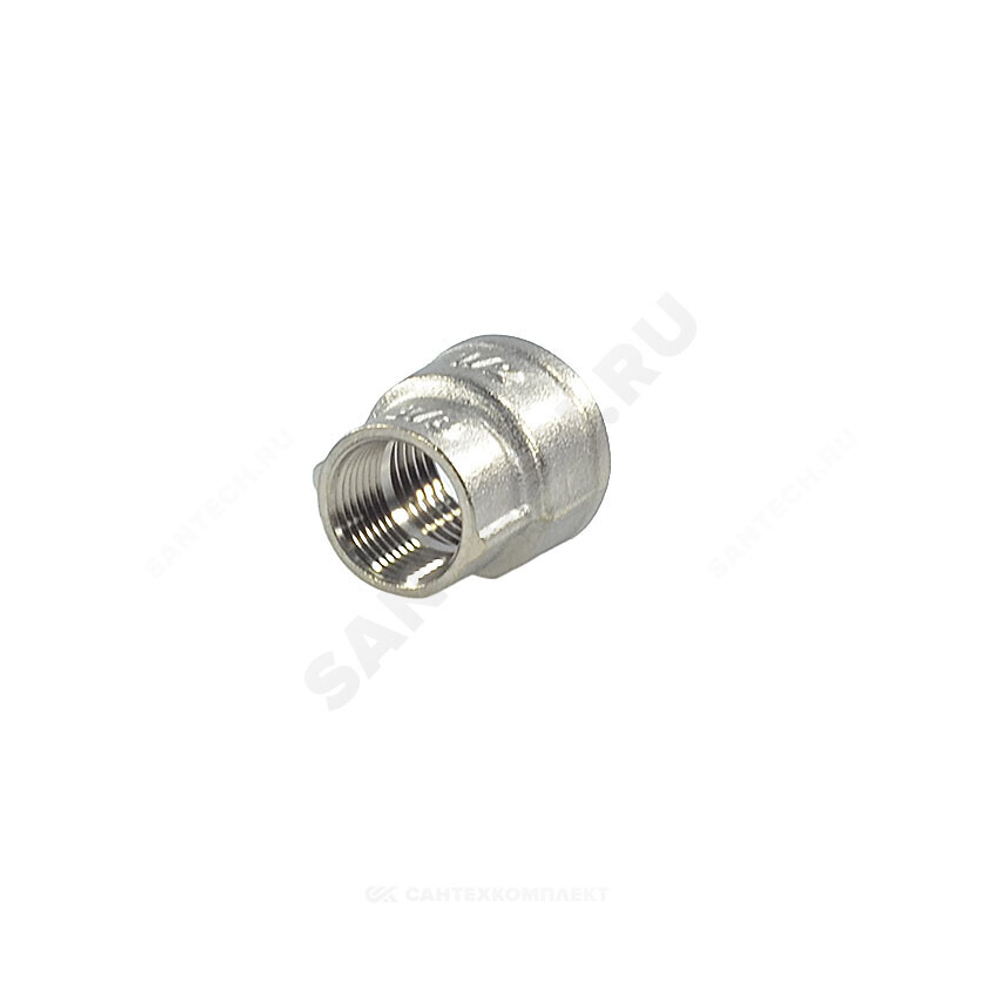 Муфта латунь никель переходная Ду 40х32 (1 1/2"х1 1/4") ВР/ВР SantechSystems