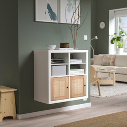 IKEA KALLAX  (ИКЕА КАЛЛАКС)  -  Вставка с дверцами - сосна/плетёная тополь 33x33 см