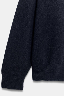 ZARA БАЗОВЫЙ ДЖЕМПЕР ИЗ ШЕРСТИ И КАШЕМИРА, МОРСКОЙ СИНИЙ