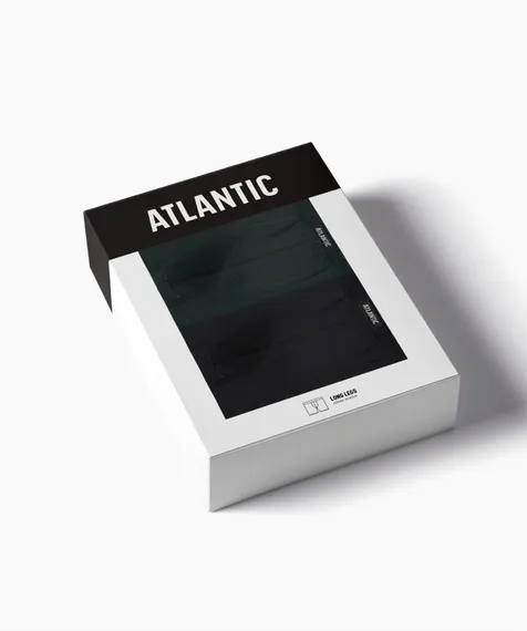 Трусы мужские боксеры удлиненные (2шт), Atlantic 2MH-173, хлопок, черный + изумрудный