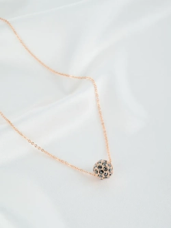 Кулон Черный шарик с кристаллами Swarovski