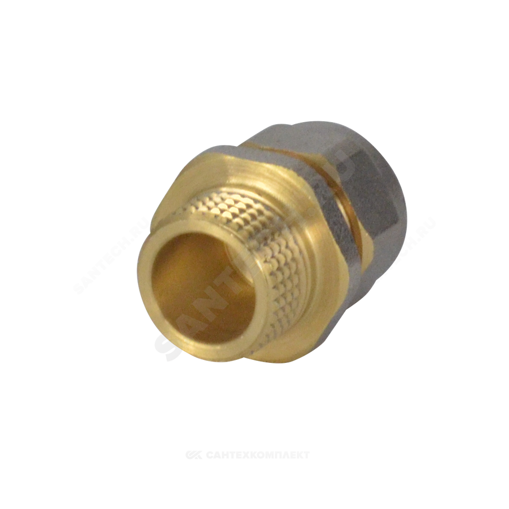 Муфта МП латунь никель обжим Дн 26х3/4" НР ГОСТ 32415-2013 7001 Aquasfera 7001-05