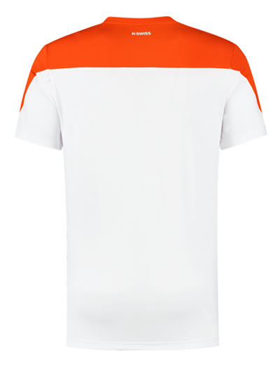 Мужская теннисная футболка K-Swiss Tac Hypercourt Block Crew Tee 3 - white/spicy orange