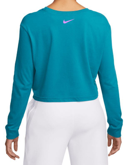 Женская футболка теннисная (dł. Рукава) Nike Court Dri-Fit Slam Long Sleeve Cropped Tennis T-Shirt - green abyss