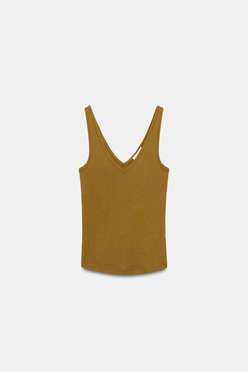 ZARA ХЛОПКОВЫЙ ТОП НА БРЕТЕЛЯХ, ЦВЕТ ОЛИВКОВОГО МАСЛА