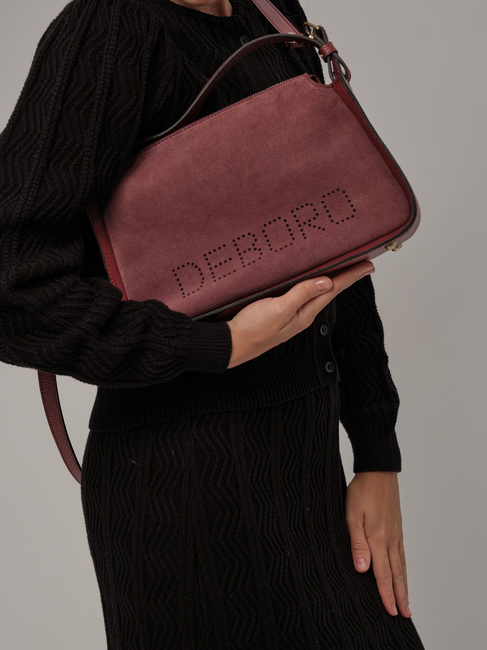 Сумка замшевая на плечо Deboro 30790 бордовое вино