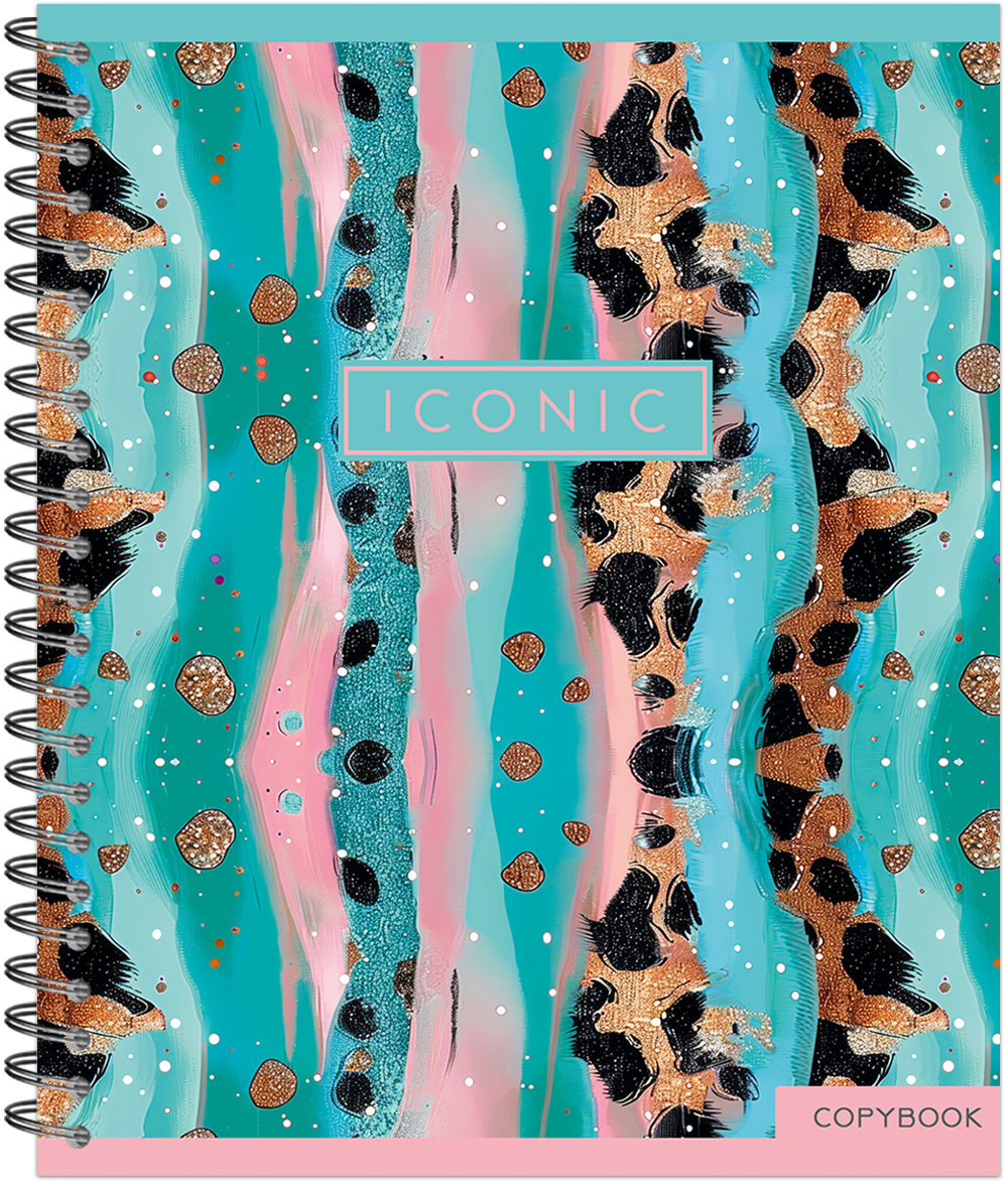 Тетрадь общая 48 л., PASTEL GOLD LEOPARD, обложка-мелов.картон+сплошной УФ-лак, металлический гребень