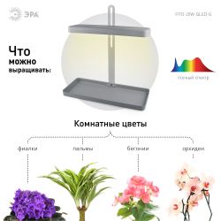 Настольный светильник для растений ЭРА FITO-20W-QLED-G полного спектра 20 Вт серый | Интерьерные фито светильники