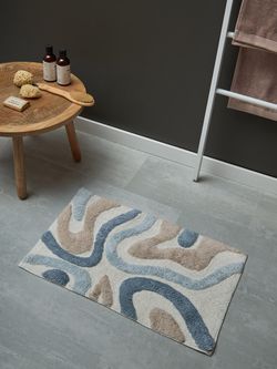 Коврик для ванной Flow серо-синего цвета из коллекции Ethnic, 50x80 см
