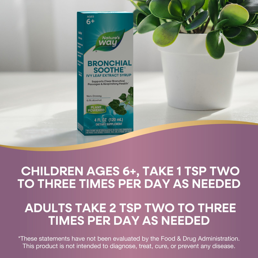 Nature's Way, Bronchial Soothe®, сироп с экстрактом листьев плюща, для детей от 6 лет, 120 мл (4 жидк. Унции)