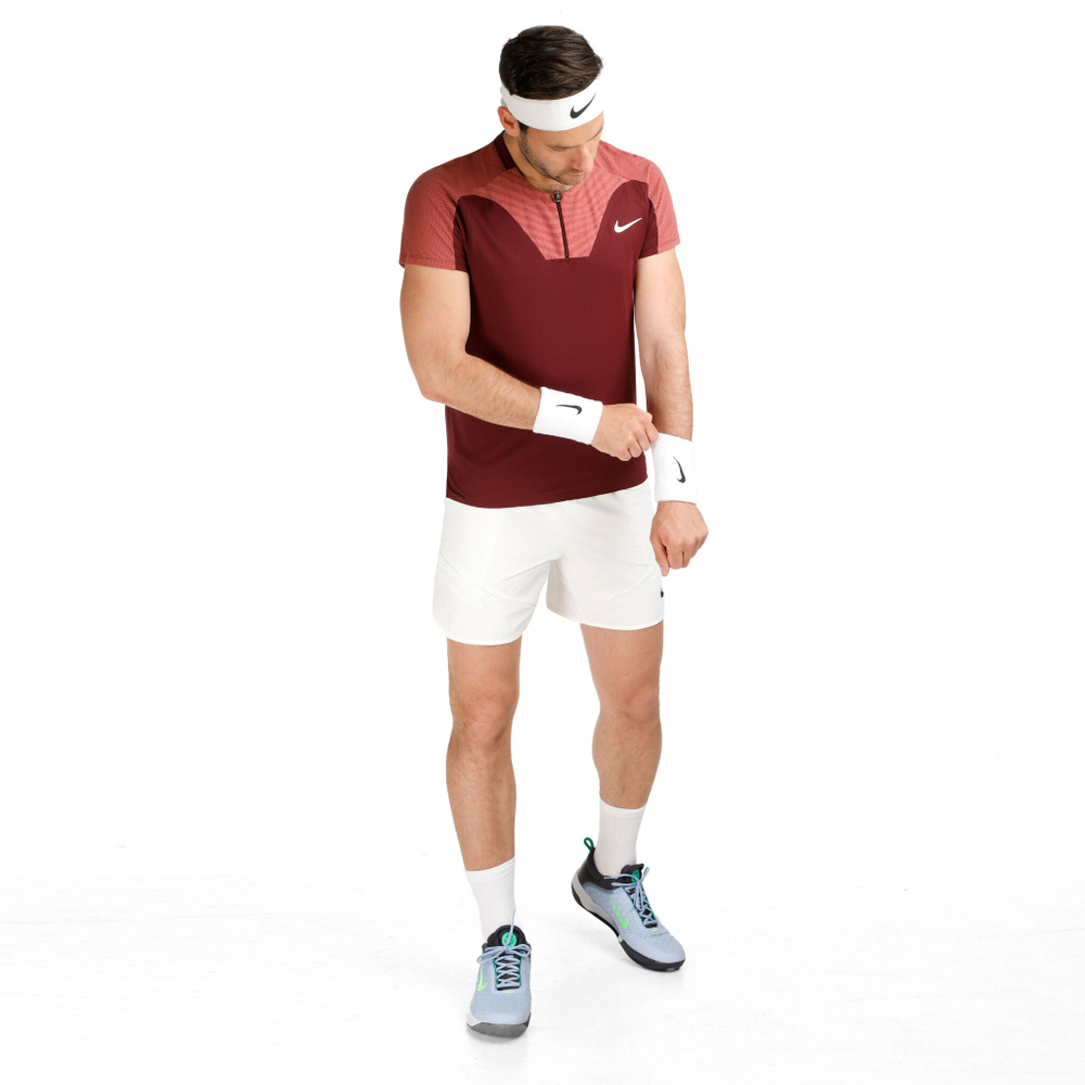 Мужское теннисное поло Nike Dri-Fit Advantage Court Slim UL RG Polo Men - Dark Red, Antique Pink