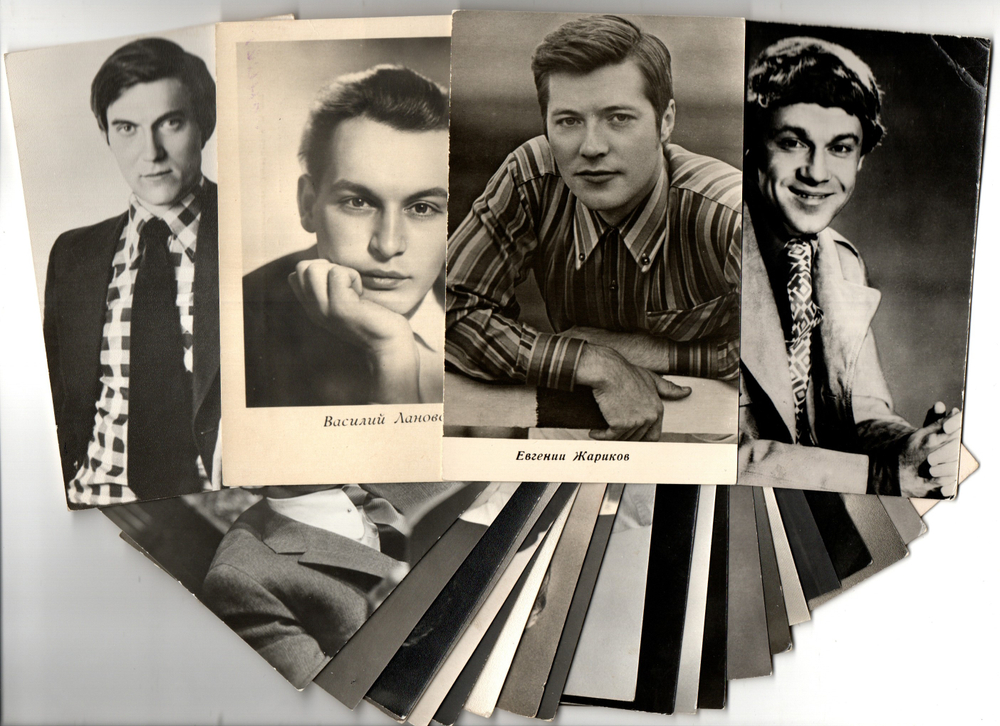 №108 Открытки Артисты и актёры СССР 1960–1970-е г. 25 штук. Чёрно-белые, чистые, без повторов