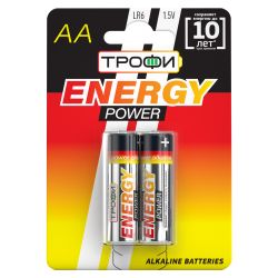 Батарейки Трофи LR6-2BL ENERGY POWER Alkaline | Трофи