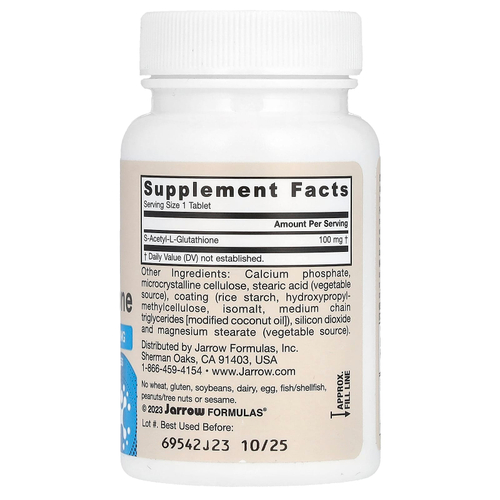 Jarrow Formulas, S-ацетил L-глутатион, 100 мг, 60 таблеток