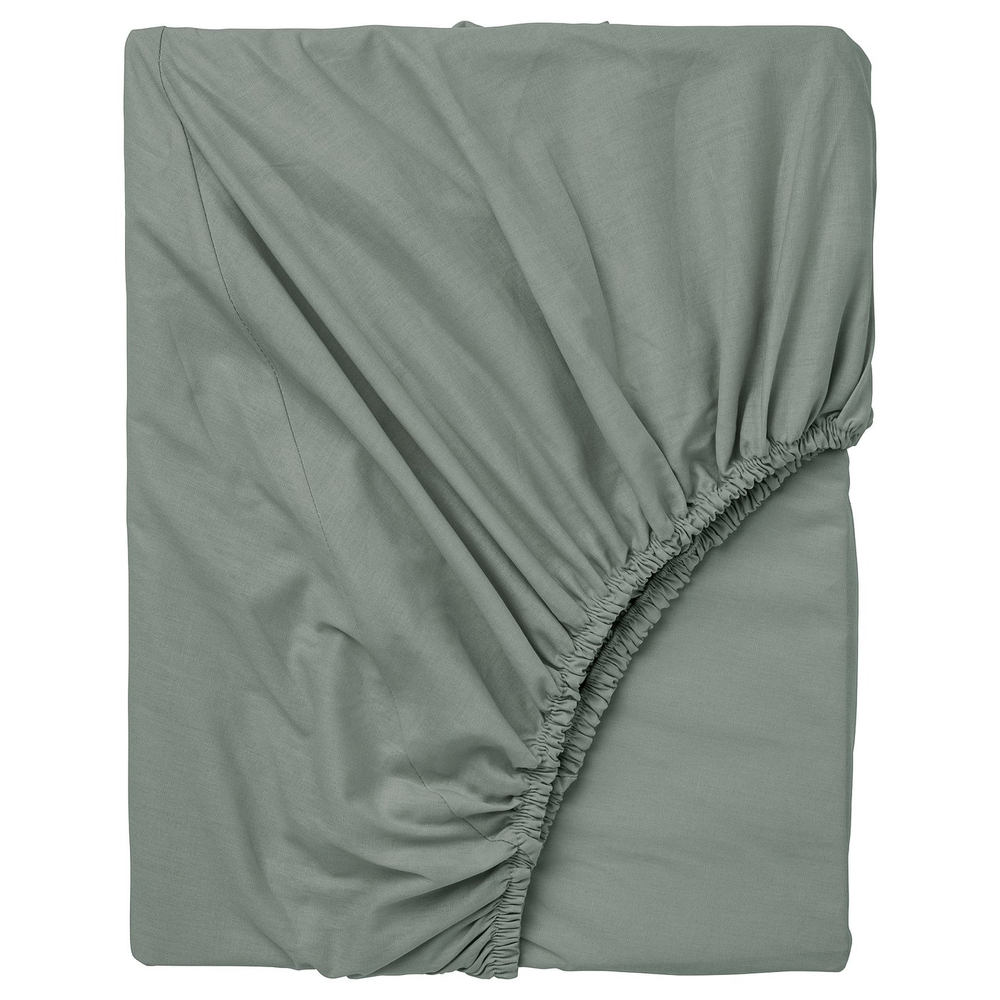 IKEA DVALA  (ИКЕА ДВАЛА)  -  Простыня на резинке - серо-зелёный 180x200 см
