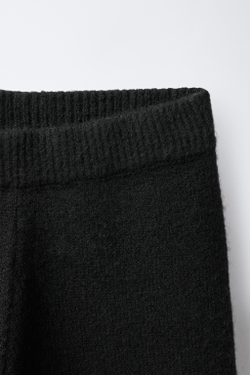 ZARA БРЮКИ WIDE LEG С КОНТРАСТНЫМИ РЮШАМИ, ЧЕРНЫЙ