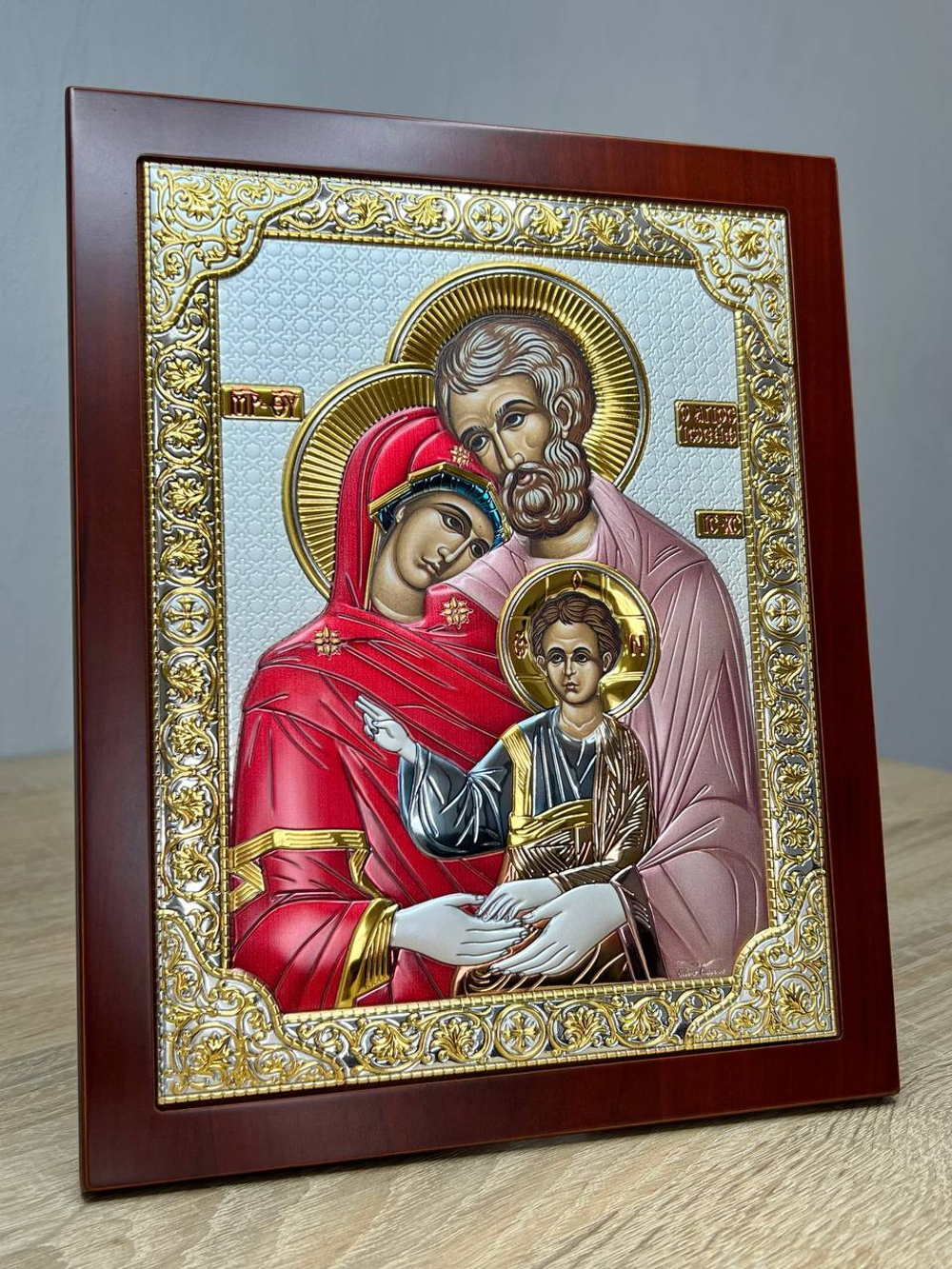 Св. Семейство, прямоугольная с рамкой, красное дерево, эмаль 185х235
