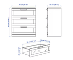 Комод с 3 ящиками Ikea Brimnes матовое стекло, белый