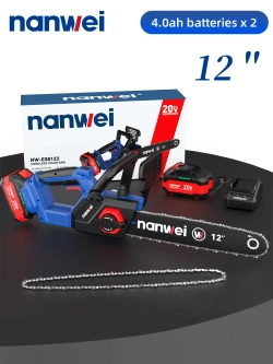 Аккумуляторная цепная пила NANWEI NW-ES8122, 20 В, бесщёточный двигатель, 2×6 А·ч