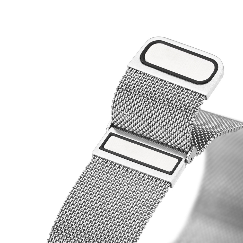 Ремешок из нержавеющей стали серебристого цвета от Dux Ducis для смарт часов Samsung Galaxy Watch 3, 4, 5, 6 и 7 (размер крепления 20мм), серия Milanese Series (миланская петля)