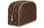 LOUIS VUITTON Pattern Leather Toiletry Bag Men"s Brown