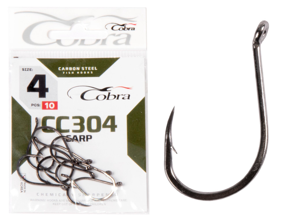 Крючки Cobra CARP CC304  №4, 10 шт.