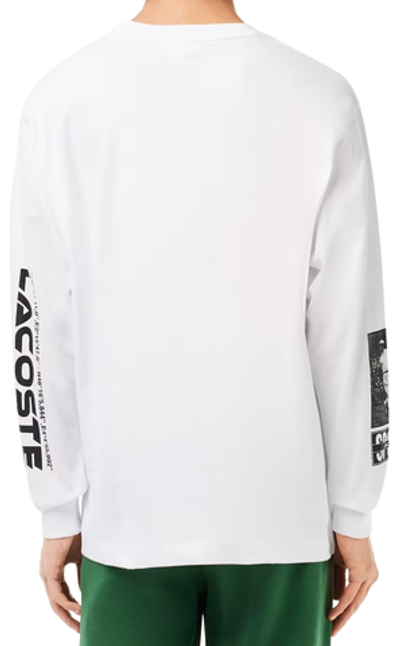Мужская теннисная футболка теннисная Lacoste Loose Fit René Lacoste Print T-Shirt - white/black
