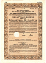 Долговое обязательство 1000 швейцарских франков - Германия - 1935 год