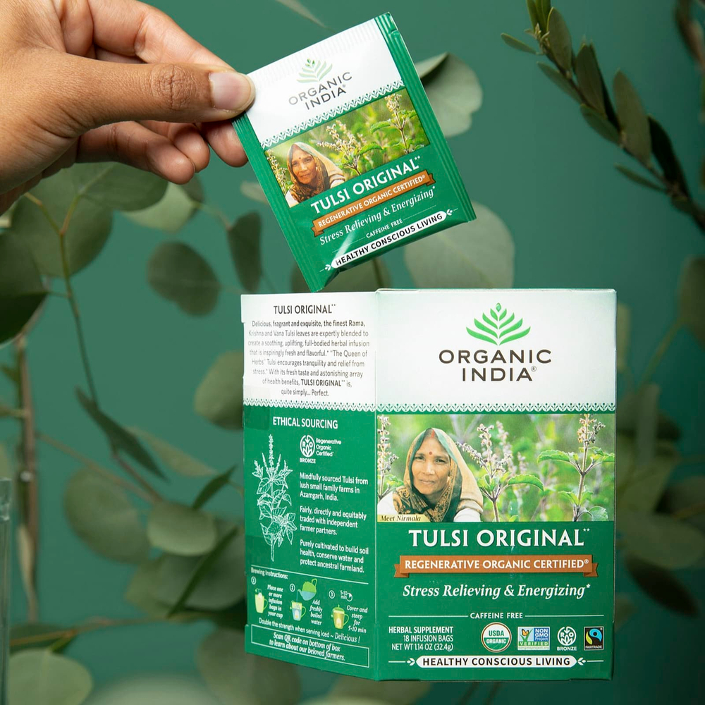 Organic India, оригинальный чай тулси, без кофеина, 18 пакетиков для заваривания, 32,4 г (1,14 унции)