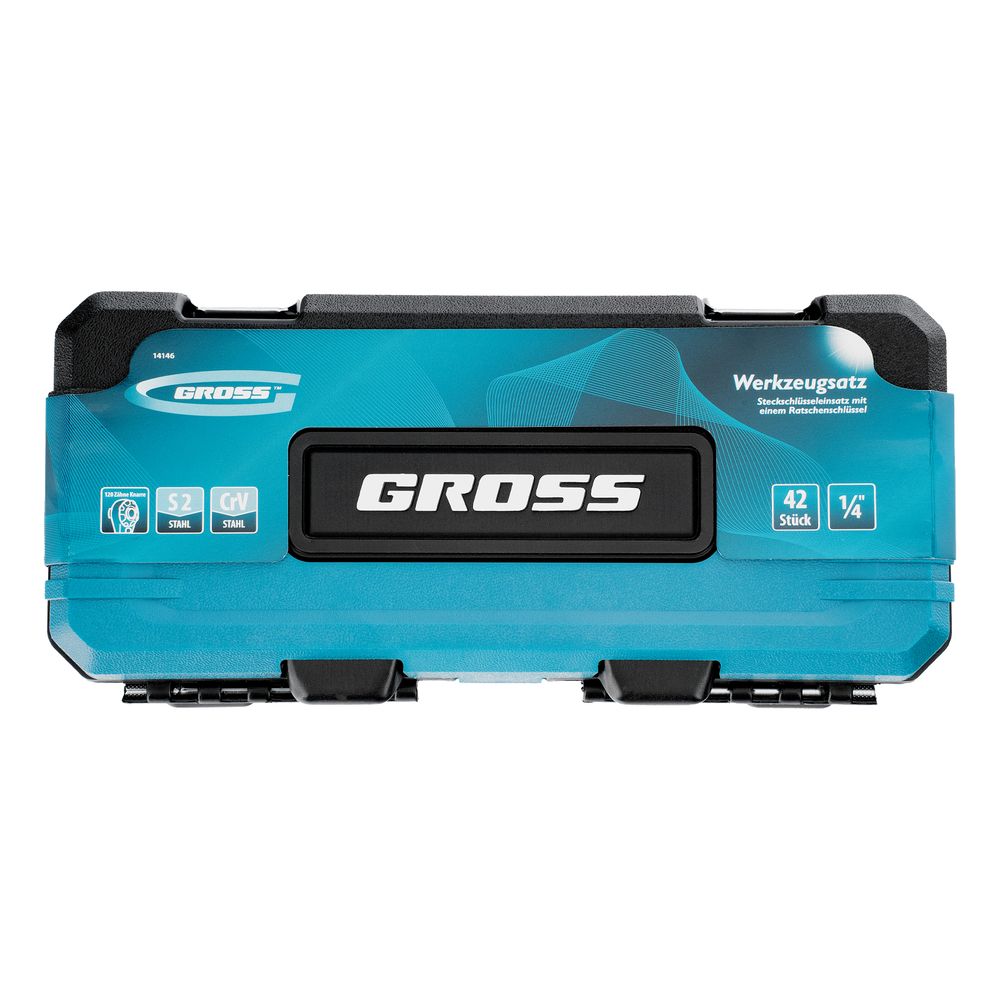 Набор инструментов, 1/4", CrV, 120 зубьев, 42 предмета Gross