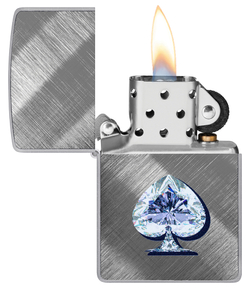 Зажигалка ZIPPO Сверкающая карта Пик с покрытием Диагональное плетение | Gleaming Spade Design Diago