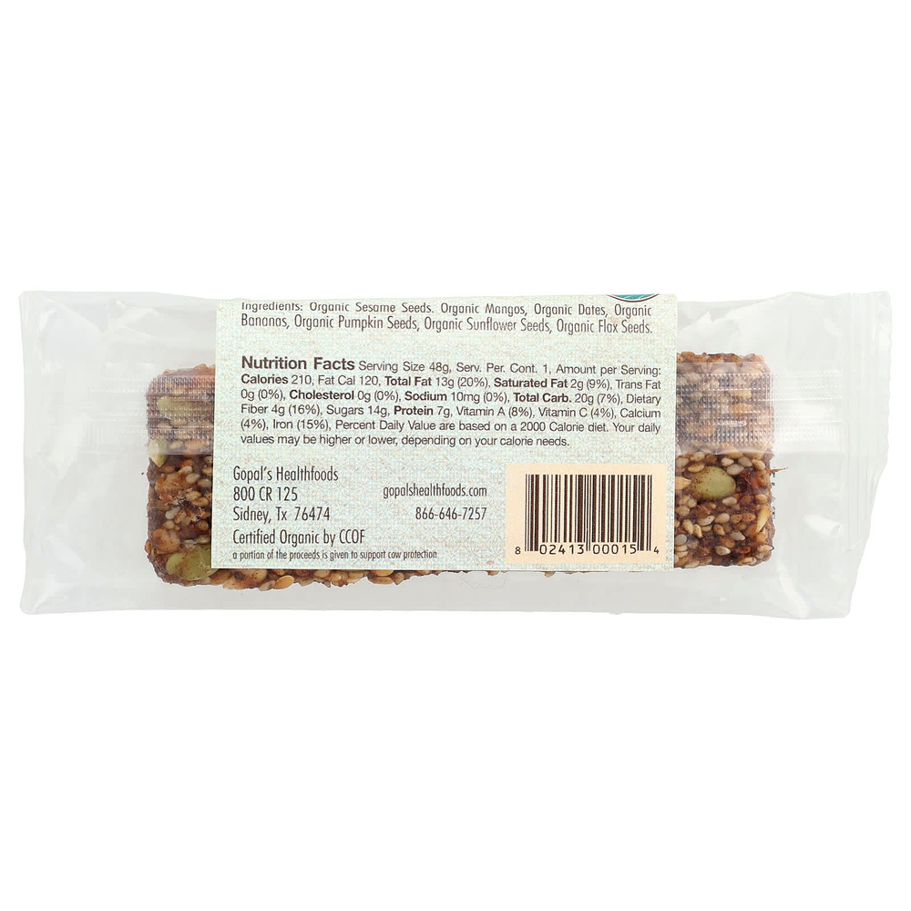 Gopal's, Rawma Bar®, манго с кунжутом, 48 г (1,7 унции)