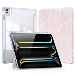 Чехол книжка розового цвета от Dux Ducis для Apple iPad Pro 13 с 2024 года, серия Unid Series Case, с держателем Apple Pencil и функцией автоматического перехода в спящий режим