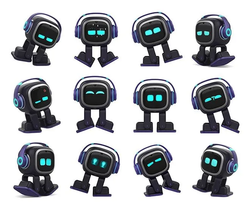 Робот EMO AI Desktop Pet на скейтборде (белый)
