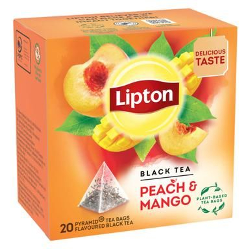 Чай черный Lipton Персик и Манго, 20 пирамидок, 36 г (из Финляндии)