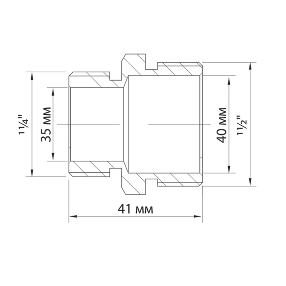 Ниппель переходной 1 1/2'' - 1 1/4'' нар/нар VRT® никель