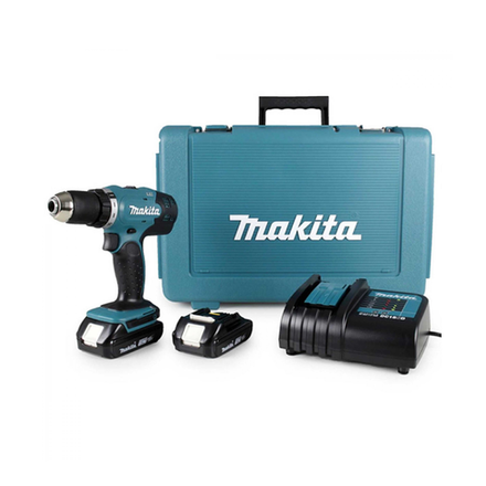 СУПЕР ЦЕНЫ! КОМПЛЕКТ: Аккумуляторная дрель - шуруповерт Makita LXT 18В, Два аккумулятора 1,5 Ач, Зарядное устройство, кейс DDF453SYE