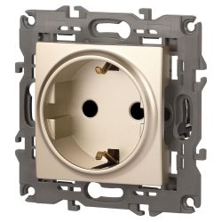 Розетка ЭРА Elegance 14-2102-04 с заземлением 2P+E Schuko со шторками 16A-250В IP20 шампань | Эра Elegance