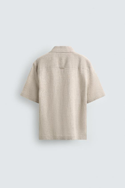ZARА РУБАШКА RELAXED FIT ИЗ 100% ЛЬНА, СВЕТЛО-БЕЖЕВЫЙ