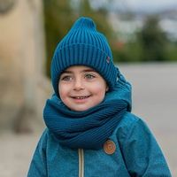 Шапка свечка из смесовой пряжи однослойная с отворотом "Атлантик"