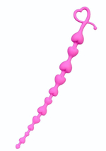 Розовая силиконовая анальная цепочка Long Sweety - 34 см. (Цвет: розовый)