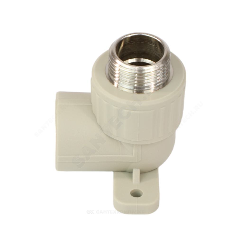 Угольник PP-R комбинированный серый Дн 25х3/4" НР с креплением VALFEX 10121125Г