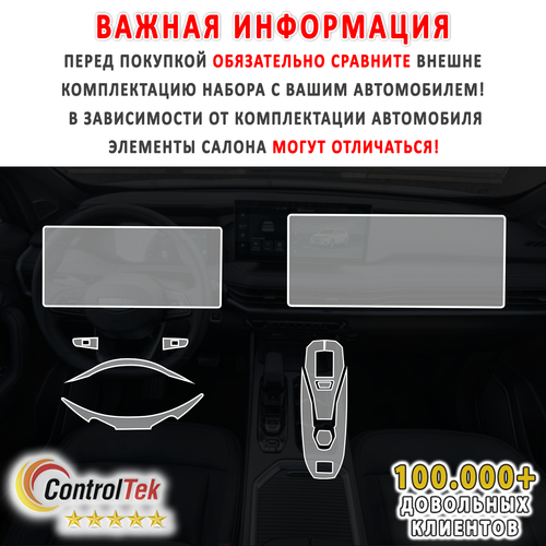 Geely Okavango (2024) - комплект защитных матовых пленок 5 в 1. Пленка защитная ControlTek HYBRID со слоем TOP COAT. Толщина: 6 mil. (175 мкм.)